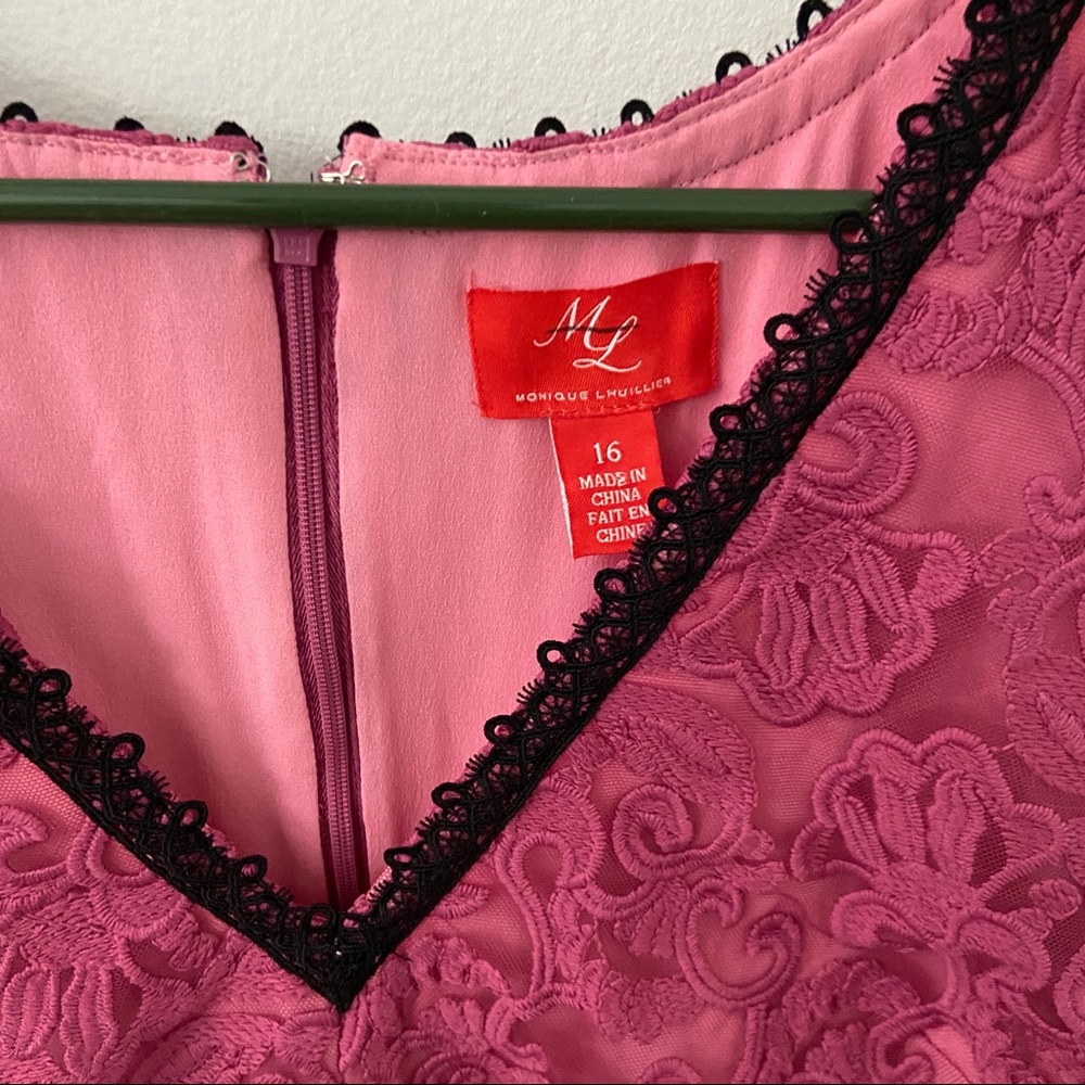 NEW Monique Lhuillier Ines Dress Pink Lace - Picture 5 of 7